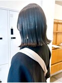Say.ミディアムボブブルーカラーお団子ヘアデジタルパーマ韓国