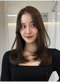 顔周りレイヤーカットべージュカラーくびれレイヤーカット