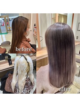 アッシュ 下丸子店(Ash) ブリーチ1回だけど重ね塗りして透明感グレーヘア