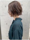 顔周りカットグレージュカラーショートボブ韓国風ボブ前髪甲府