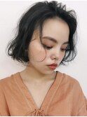 顔周りレイヤーカットグレージュカラーくびれボブベージュカラー