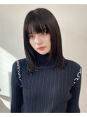 韓国黒髪暗髪鎖骨ミディアムレイヤーイメチェンストレートヘア