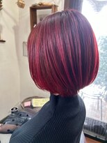 美容室 メザミー MESAMIES 大人可愛いスカーレットハイライト耳掛け小顔マッシュボブ