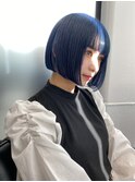 ミニボブ×ネイビーブルー　