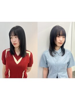 髪質,輪郭を活かした"顔が映える,小顔見え,巻きやすい"デザインに[木更津/ブリーチ/ダブルカラー/学割U24]