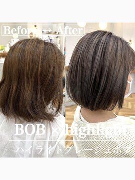 ロミー 本厚木(ROMMY.) ミニボブ◎小顔ヘーゼルグレージュ切りっぱなしボブショートボブ