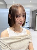 くびレイヤーボブルフネビージュ小顔ワンレンこなれミディ