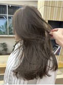 ブリーチなしダブルカラー オリーブグレージュ赤み消し 春カラー