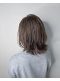 髪質改善トリートメント_マロンベージュ Aラインボブ かきあげ