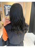 ＊ブルーグレー 暗髪 透明感 ブリーチなし 天王寺 セミロング