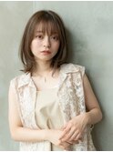 オリーブアッシュ/大人かわいいレイヤーボブ/シースルーバング