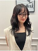 こなれミディ/トーンダウン/韓国ヘア/暗髪/ダークアッシュ/韓国