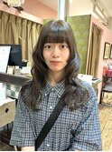 ブリーチなしWカラー　Olive beige×姫cut