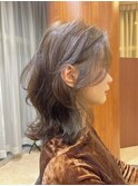 ミディアム　ラフレイヤーパーマ　コテ巻き風パーマ