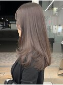 レイヤーカット顔まわりストレートロングレイヤー堀江