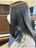 切りっぱなしロング イヤリングカラー ディープネイビー