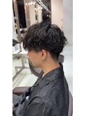 刈り上げマッシュ×波巻きパーマ