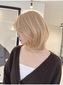 ケアブリーチ/ハイトーンボブ/ダブルカラー/ベージュ/韓国
