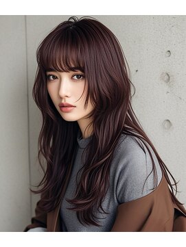 シースルーマッシュウルフカットアンブレラカラーショートボブ