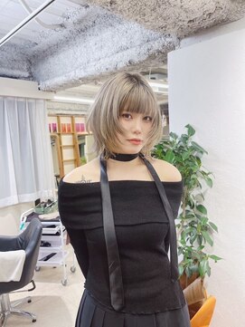 チェレ ブラン 堺東店(Chere brun) ウルフレイヤー×ハッシュレイヤーボブ×ミルクティーベージュ