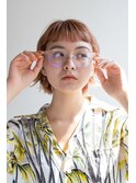 ダブルカラーふわふわショート×眉上バング×前髪パッツン×所沢