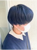 マッシュ ネイビー ブリーチカラー【横浜】