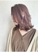 ラベンダーミルクティーグレージュケアブリーチバレイヤージュ