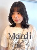 ダークアッシュ　外ハネボブ　くびれヘア　こなれ感　アッシュ