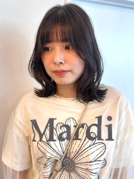 パーク 福岡天神西通り店(parc) ダークアッシュ　外ハネボブ　くびれヘア　こなれ感　アッシュ