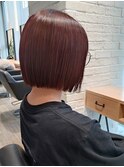 お客様stlye☆切りっぱなしボブ×ルビーカラー