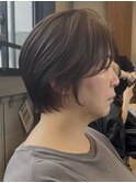 調布白髪ぼかしハンサムショートカットアッシュブラウンカラー 