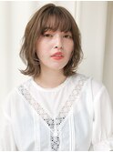 波ウェーブ アッシュベージュ ゆるふわ 切りっぱなしボブ
