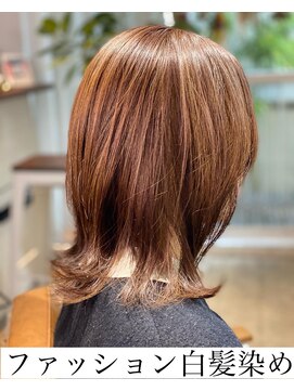 ツムグ 代官山店(TUMUGU) 暖色系カラーミルクティーピンク白髪ぼかし/ビビッドカラー
