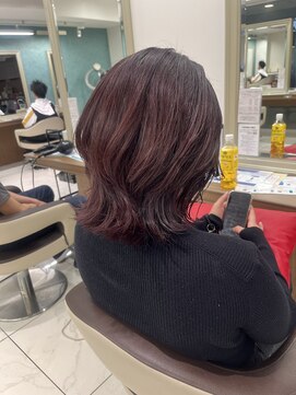 アッシュ 下北沢店(Ash) ミディアムレイヤー×暗めピンクカラー