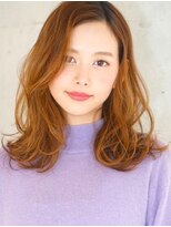 ソーホープレミアム(SOHOpremium) 外ハネくびれミディアム×オレンジベージュ@30代@40代@50代@60代