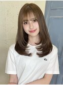 ミディアム　レイヤーカット　髪質改善　前髪あり