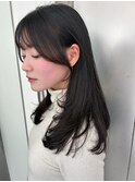 黒髪/ボブルフ/小顔/おくれ毛/顔まわりカット/レイヤーカット
