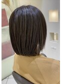 細めハイライトボブ/グレージュカラー