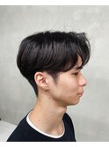 メンズセンターパート曲がる縮毛矯正アップバング