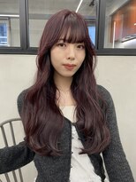 ニコ トウキョウ 渋谷(nico TOKYO)&nbsp;ダブルカラーチェリーレッドピンクブラウン韓国レイヤーロング