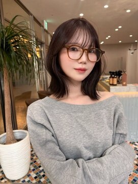 透明感レイヤーラベンダーアッシュボブ