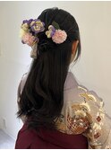 ハーフアップ×袴