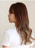 バレイヤージュ×ミルクティーベージュ