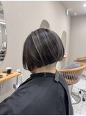 刈り上げ ボブ ハイライト デザインカラー ブリーチ 三宮 元町