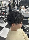 メンズパーマツイスパ波巻きスパイラルマッシュセンターパート