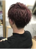 メンズダブルカラー/赤髪/スパイキーマッシュ