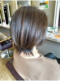 大人ショート細めハイライト白髪ぼかしくすみカラー40代50代