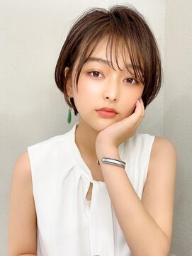 ラルユー 金山(LallYou) 耳かけショートボブ似合わせカット30代40代チェリーブラウン