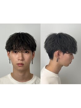 <波巻きスパイラルパーマ×メッシュ>で無造作&立体感Style!周りと差がつく[赤坂天神/MEN'S/パーマ/学割U24]