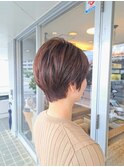 ショートカットショートボブベリーショートベージュブラウン